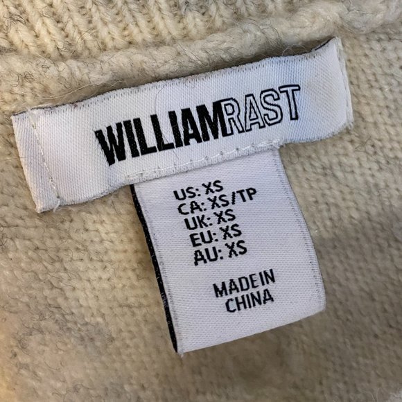 William Rast Alpaca Blend Back V-Neck Oatmeal Popcorn Polka Dot Sweater-XS - Picture 9 of 12